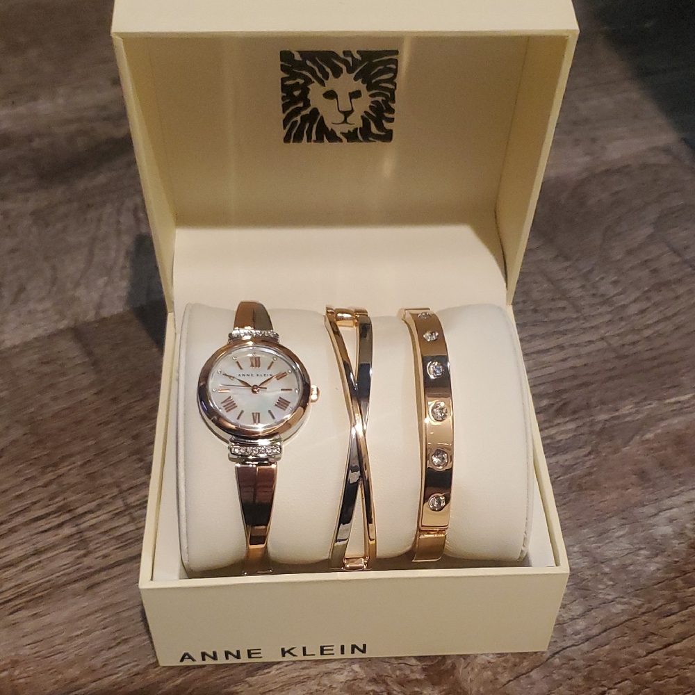 Anne Klein Rose Gold and Silver Watch Set